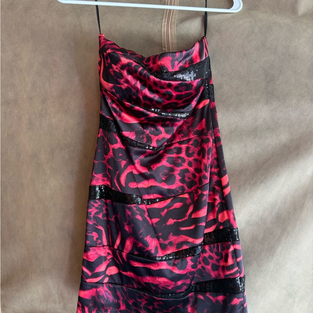 Jump Red and Black Animal Patterned Dress